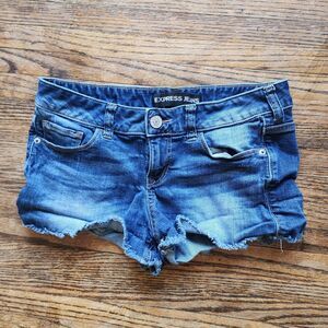 Express Original Shortie Size 2 Low Rise Denim Shorts Y2K Indie Sleaze 00s